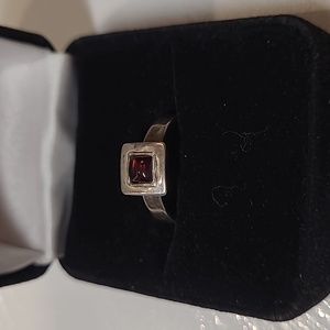 Vintage 925 silver red natural stone handmade ring 7.5